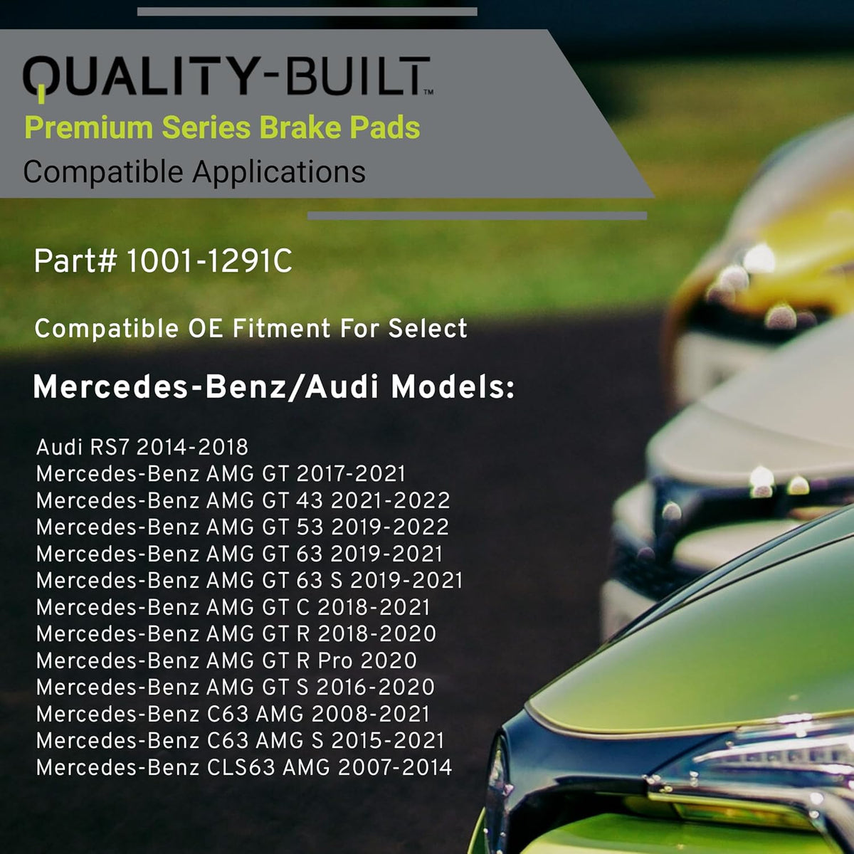 Premium Ceramic Front Brake Pads (1001-1291C) Compatible with 2007-2022 Audi/Mercedes-Benz (AMG GT/AMG GT 43/AMG GT 53/AMG GT 63/AMG GT 63 S/AMG GT C/AMG GT R/AMG GT S/C63 AMG & More)