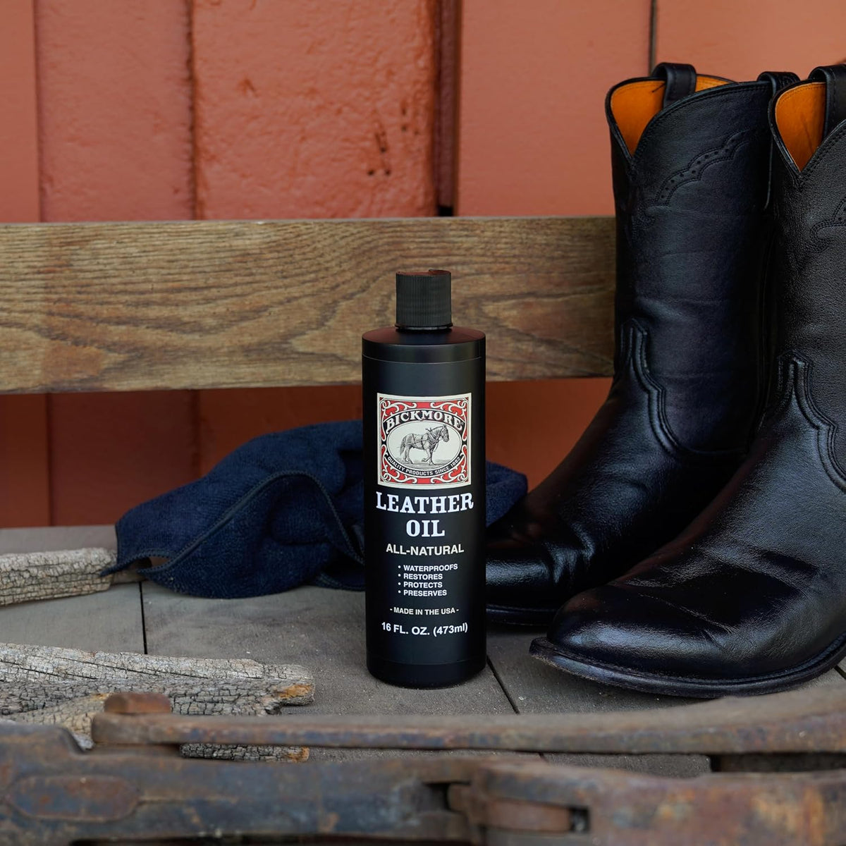 Leather Oil Leather Conditioner 16oz | Waterproofs, Protects, and Restores Boots, Jackets, Auto, Furniture, and All Leather Goods | Made in The USA