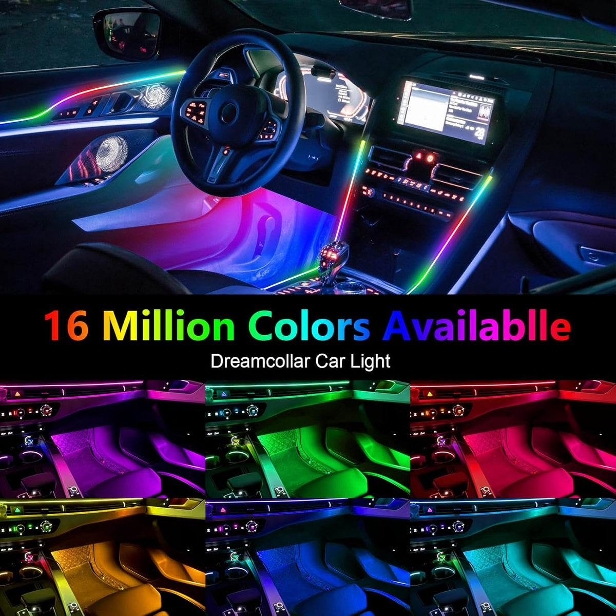 WEBUPAR Dreamcolor Acrylic Interior Lights, 10 in 1 LED Strip Lights with APP Control and 213 Color Modes, Car Accessories Decorative Lights, Neon Ambient Lighting Kits