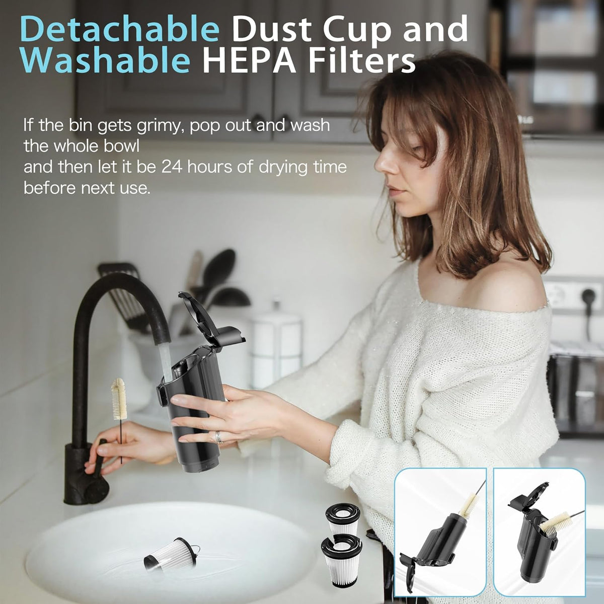 Car Vacuum, Car Vacuum Portable Cordless with 20000Pa, Car Vacuum Cleaner High Power, 50-Min Decent Runtime, Car Vacuum Cleaner with Flexible Attachments