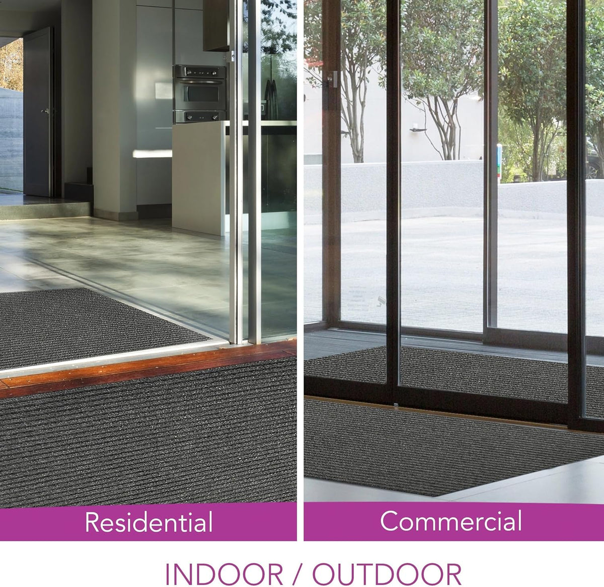 iCustomRug Spartan Weather Warrior Duty Indoor/Outdoor Utility Ribbed in 3ft,4ft,6ft Widths 70 Custom Sizes with Natural Non-Slip Rubber Backing 4'X46' in Charcoal