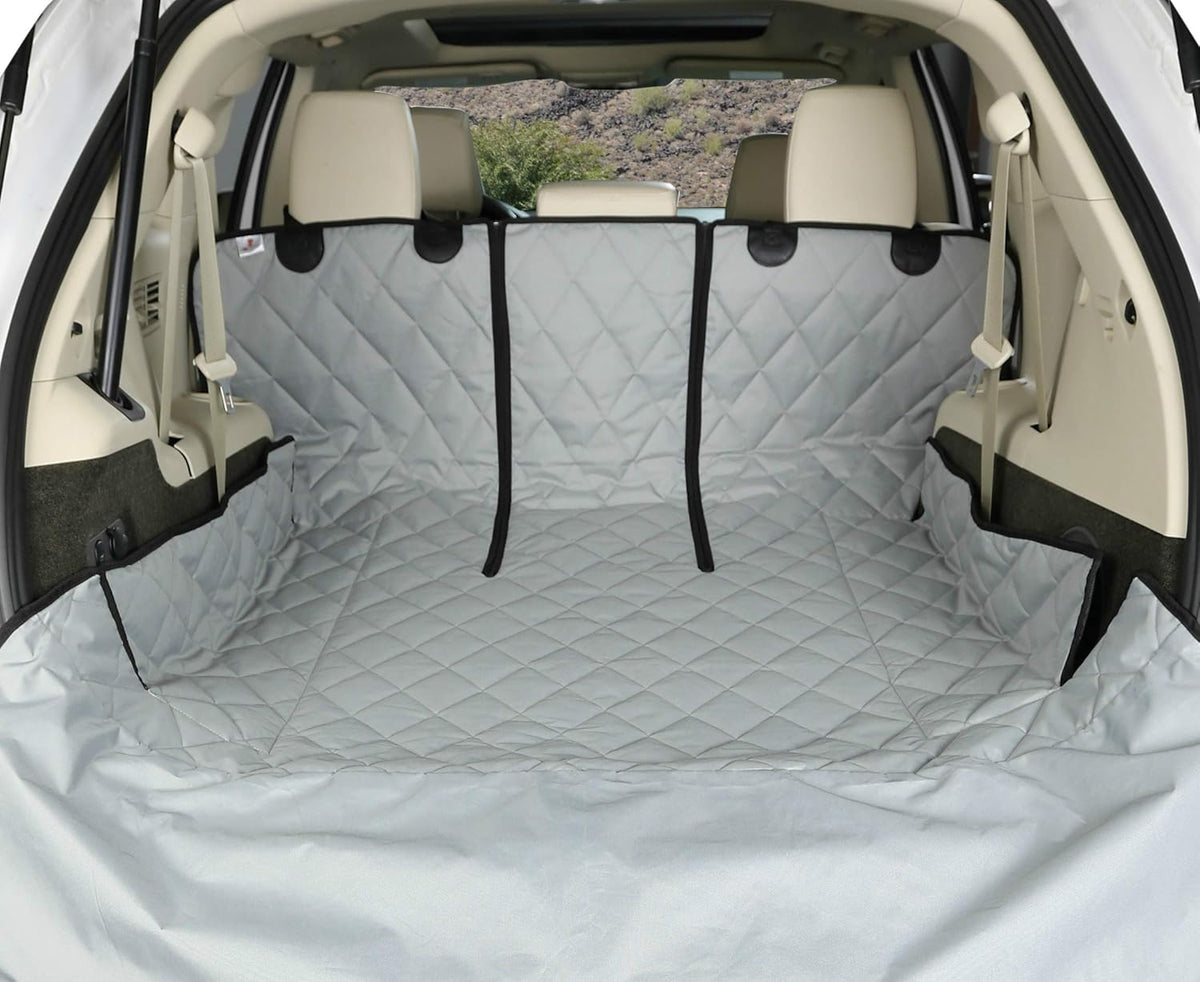 4Knines SUV Cargo Liner for Dogs, Trunk Mat for SUV, Durable Cargo Cover, Protector – Compatible with 60/40 Split Bench & Armrest Pass-Through, Waterproof, Machine Washable, Non-Slip (X Large, Grey)