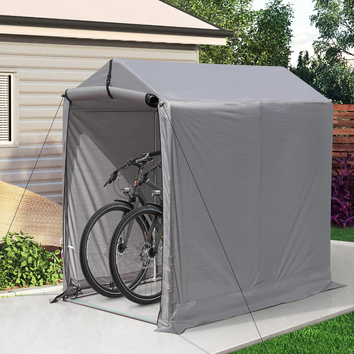 Outdoor Storage Shed 6 x 3Ft Heavy Duty Portable Storage Shelter with Roll-up Zipper Door for Bike, Mower, Garden Storage