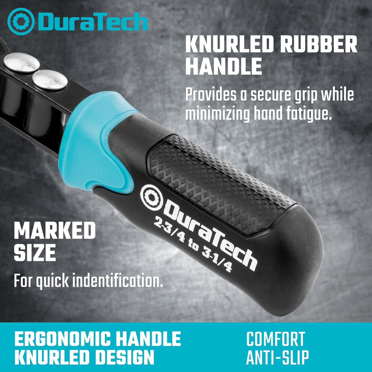 DURATECH Anti-Slip Small Swivel Oil Filter Wrench, Oil Filter Removal Tool Fits Filters 2-3/4" to 3-1/4", Perfect for Car Repair Tools