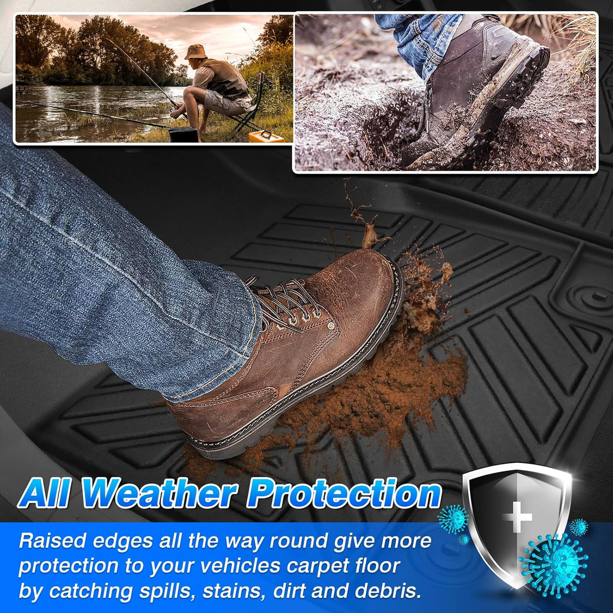 Cartist Floor Mats Fit for Ford Ranger 2024 2025 All Weather Floor Mat Ranger Accessories Heavy Duty Carpet Protection