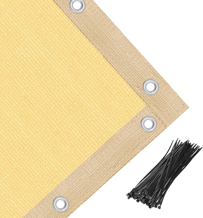 Amagenix 90% Shade Fabric 7'X 20' Sand Sun Shade Cloth with Grommets for Pergola Replacement Shade Cover Canopy, Heavy Duty, Cable Zip Ties Included (We Customized)