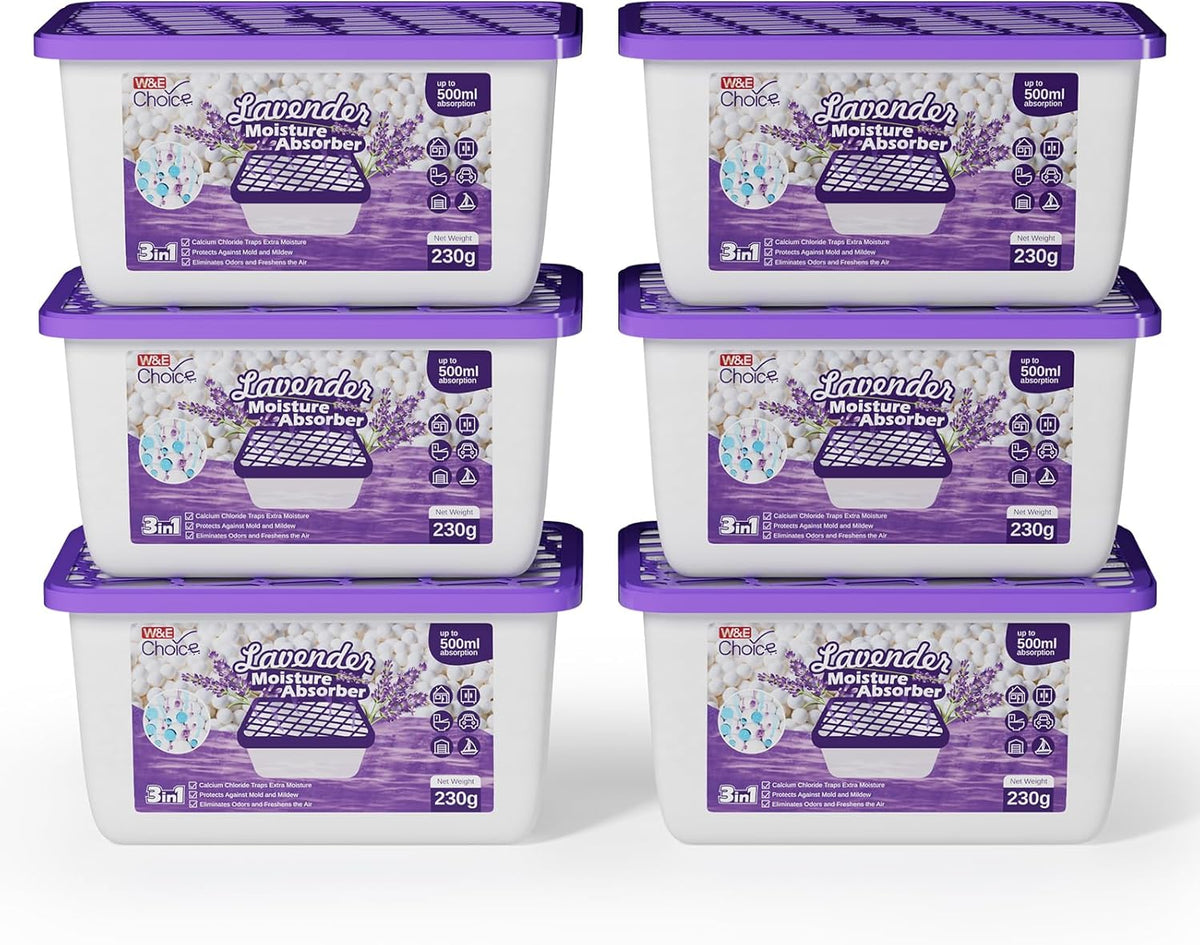 W&E Choice Moisture Absorbers With Lavender Scent, Portable Dehumidifier for Closet&Bathrooms, Kitchen, Humidity Absorber Odor Eliminator Absorber