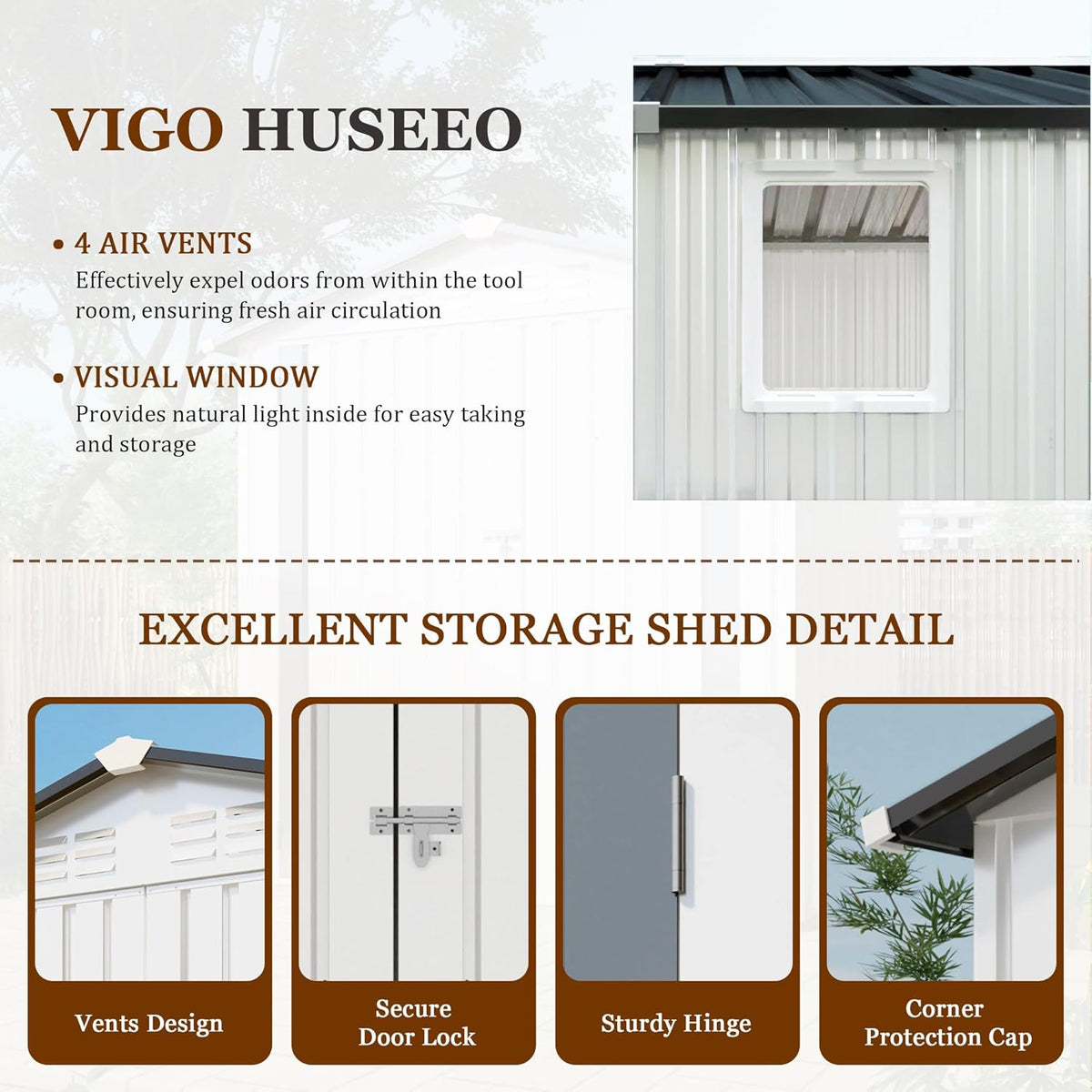 8x5.7x6FT Storage Shed, Outdoor Galvanized Steel Garden Shed with Lockable Door & Window, Waterproof Metal Tool Storage for Garden, Backyard, Patio, Lawn