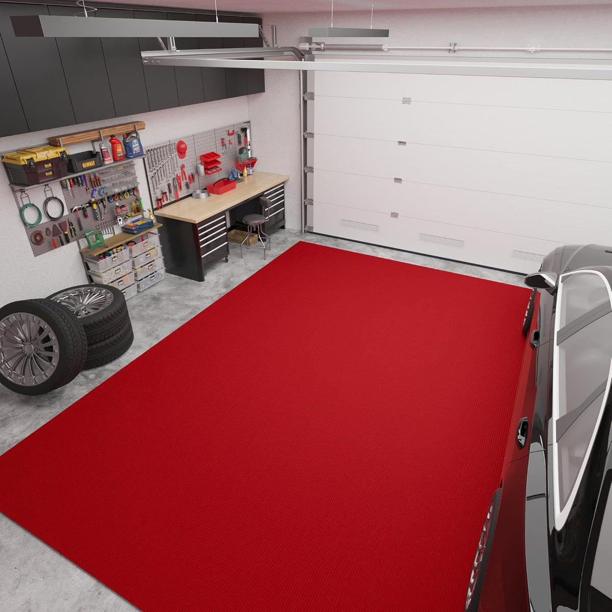 Ottomanson 6'6" x 10' Mud Mat Area Rug Scraper Carpet - Non-Slip, Dirt Trapping for Indoor & Outdoor Use - Ideal for Entryway, Garage, Kitchen, Patio & High-Traffic Areas, Red