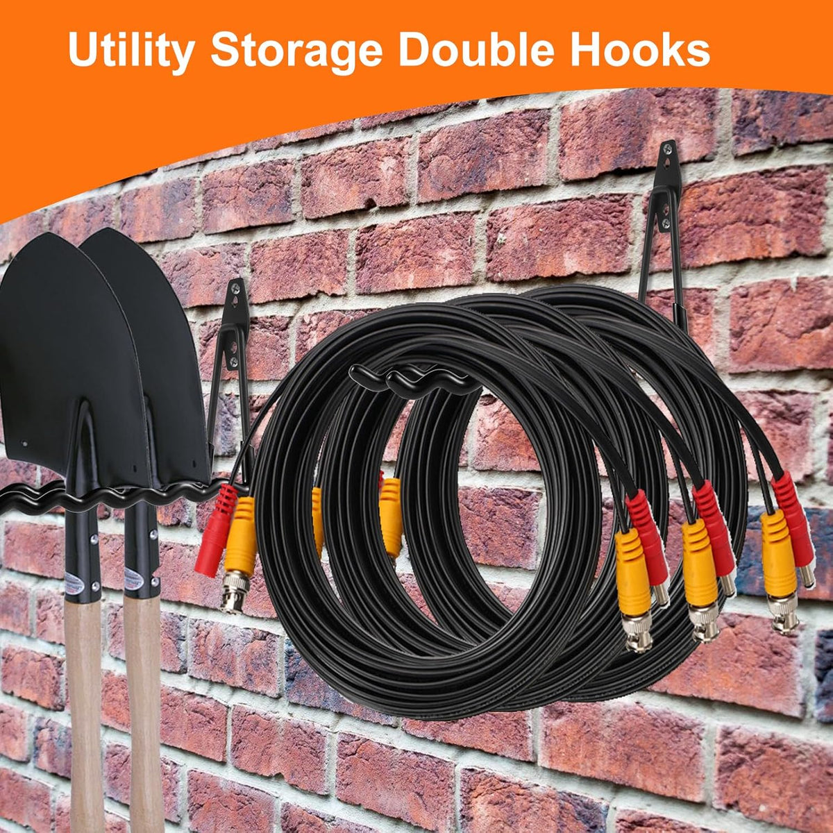 Wall Mounted Garage Hooks Tool Organizer, 10 Inch Garage Storage Hook Heavy Duty Utility Wall Hangers Black for Ladders, Hose, Garden Tools, Set of 4