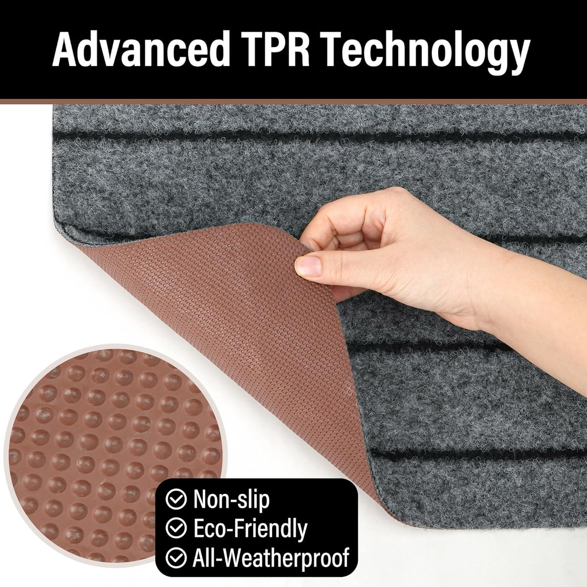 LotFancy 2-Pack Waterproof Front Door Mat 17"x30" Indoor/Outdoor, Non-Slip Rubber Backing Welcome Mat - Low Profile Washable Entryway Rug for Home, Patio, Camping (Gray)