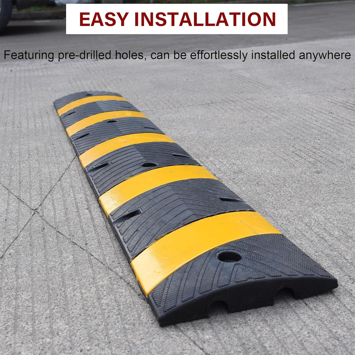 Orangestar Speed Bumps 2-Pack, 6FT Heavy Duty Rubber Driveway Bump with 8 Screws for Asphalt, Concrete, Gravel, 2-Channel Cable Protector