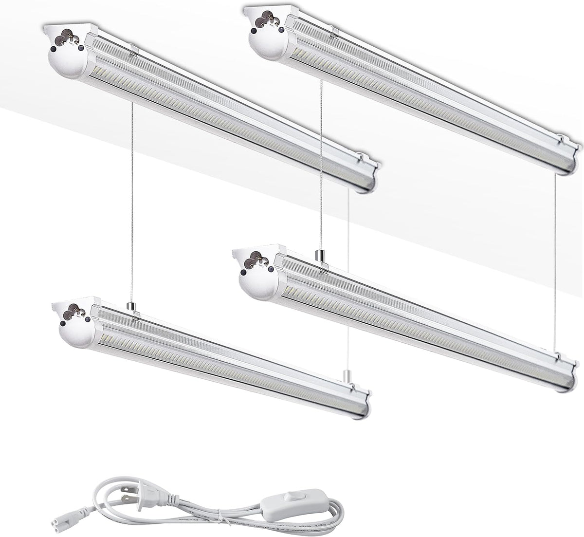 4Pack 8FT LED Shop Light Garage Lights,100W 6000K 15000LM White Light,Hanging/Surface Mount,Plug and Play,Super Bright T8 Tube Light,Linkable LED Shop Lights for Warehouse Workshop Basement