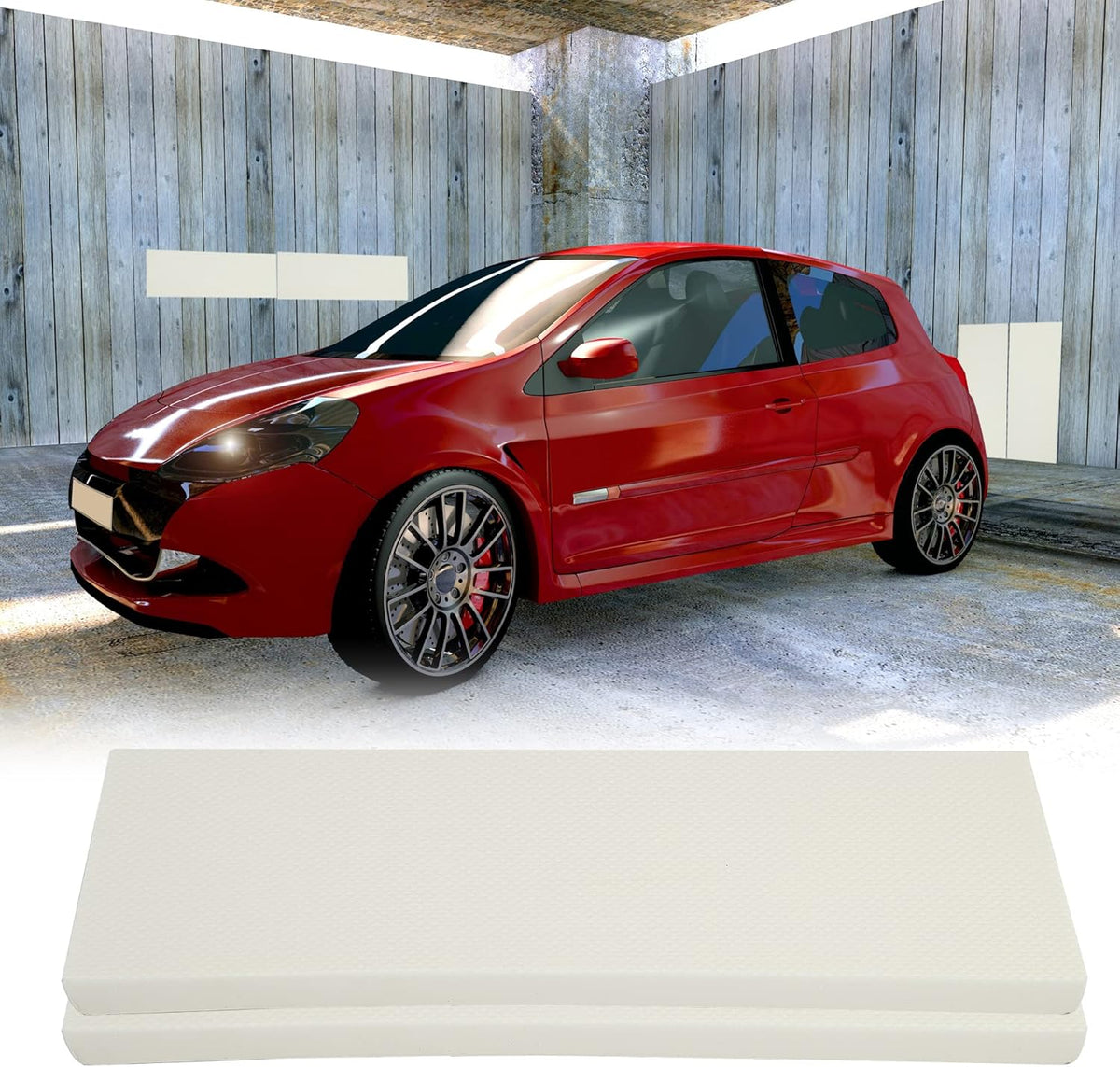 X AUTOHAUX 400x150x20mm 2pcs Car Garage Wall Guard Door Bumper Protector Anti Collision Water Resistance EVA White