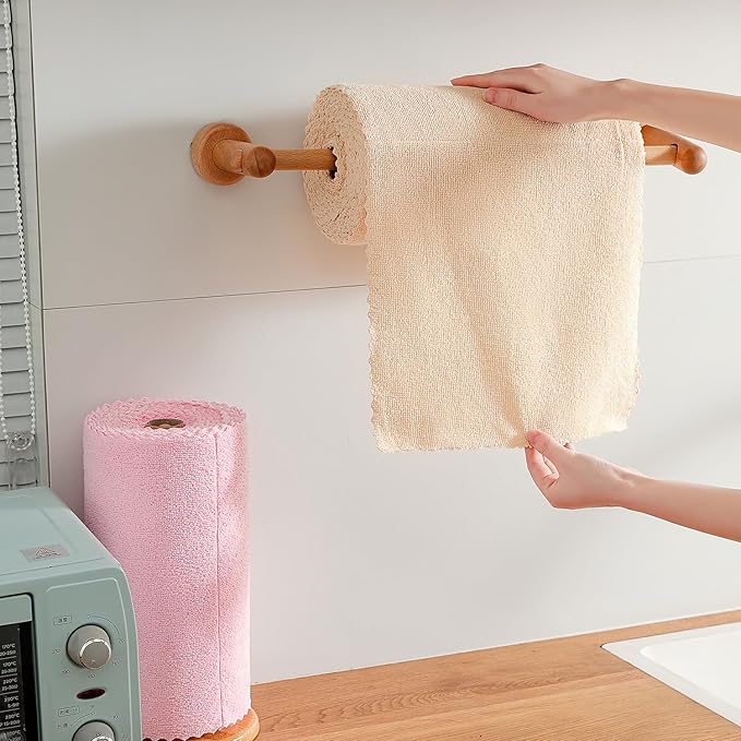 80 Pack Microfiber Cleaning Cloth Roll,Lint Free Rags & Tear Away Reusable Towels Washable Scratch,Ultra Absorbent Dish Rags(12" x 12") for Car Kitchen Home Garage-Apricot Yellow