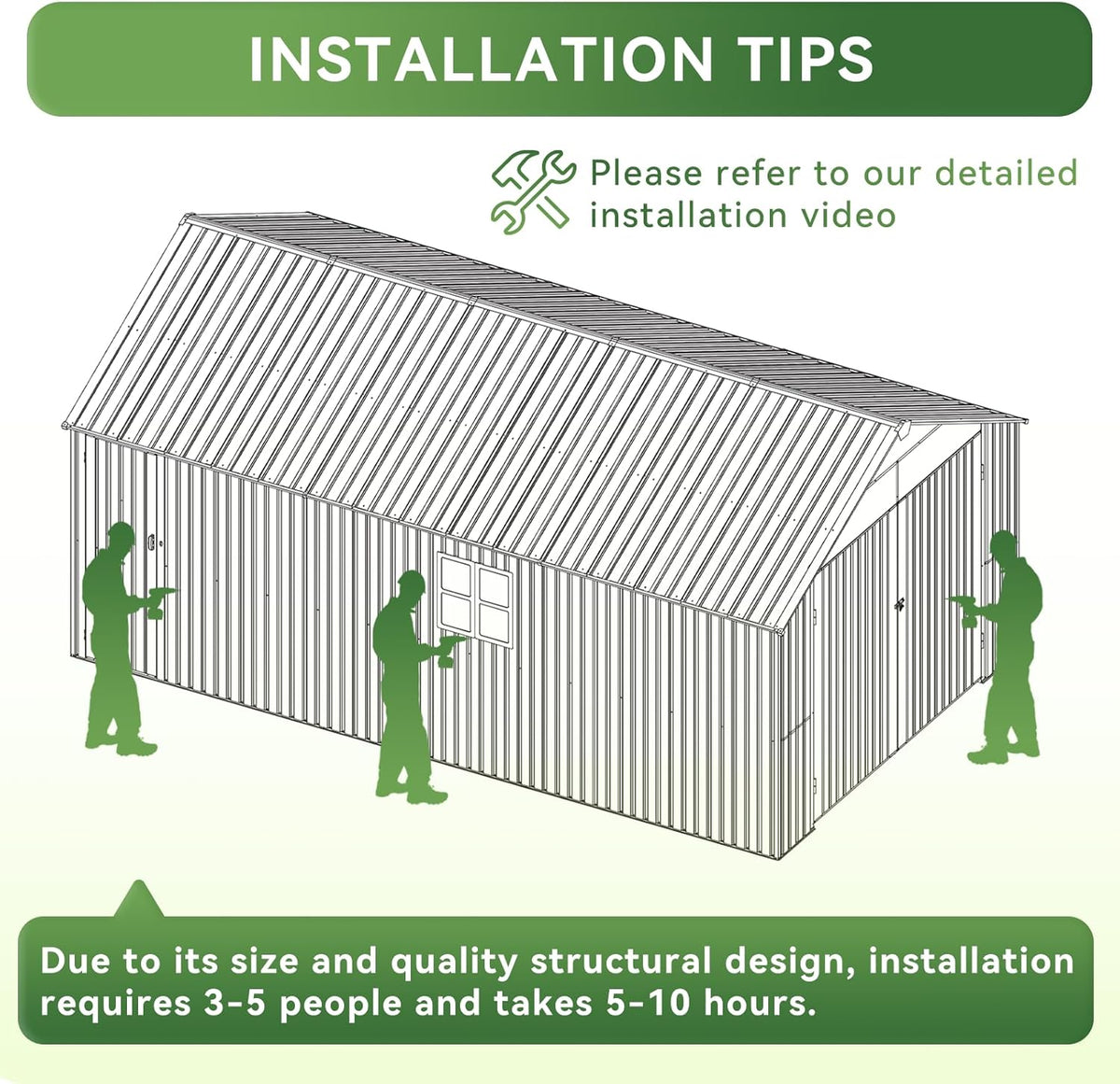 Aoxun 12x20x9.3 FT Shed Outdoor Metal Garage Shed 1700 CUFT Extra Large Storage Shed for Vehicles & Sundries 11" Snow Load Double-Door All-Weather Garden Shed (Brown)