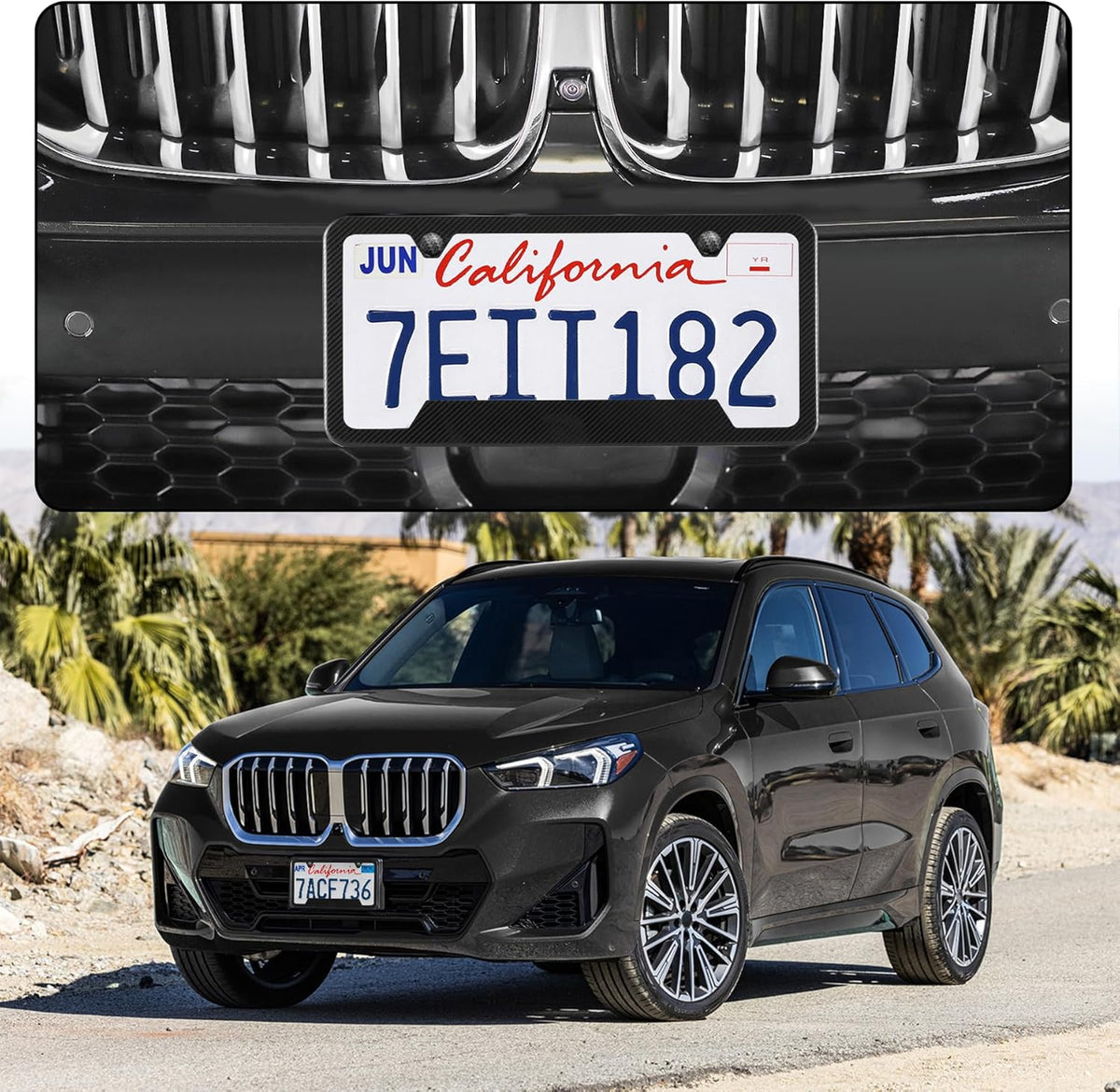 LivTee Carbon Fiber License Plate Frames, 2 Holes Stainless Steel License Plate Covers, 2PCS Car License Plate Holder, Slim Design with Gasket Cover for US Cars, Automotive Exterior Accessories
