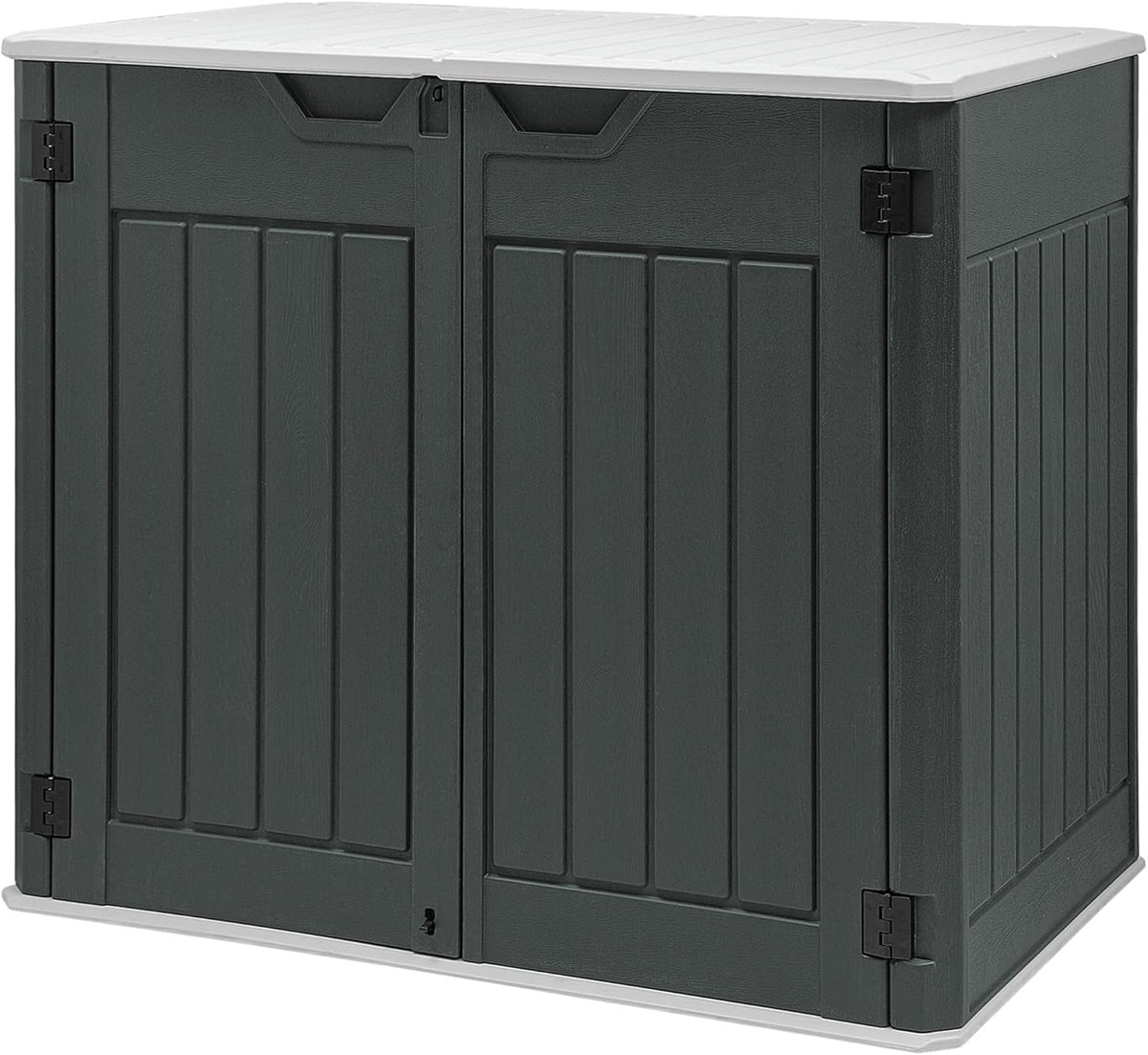 GOOBED 4.5x4ft Outdoor Horizontal Resin Storage Shed, 47 cuft Large Waterproof Tool Shed, No Shelf Included, Lockable, Easy Assembly (Dark Gray)