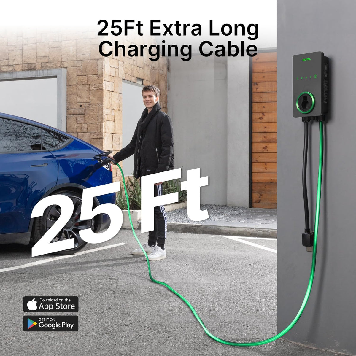 Autel Home Smart AI Level 2 EV Charger up to 40Amp, 240V, Indoor/Outdoor Fast Electric Vehicle Charging Station with Flexible 25-Foot Cable, NEMA 14-50 Plug, Dark Gray