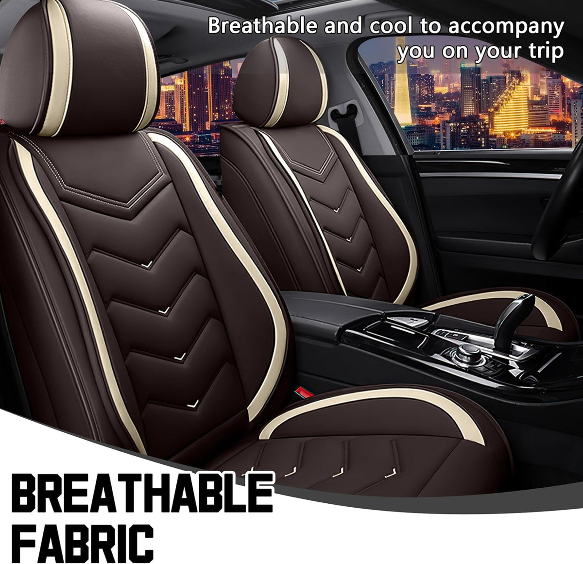 Car Seat Covers for Chrysler Pacifica 2004-2025, Stylish Sport Seat Cover, Premium Nappa Leather Car Seat Cover. Automobile Seat Covers Sets.(Standard 2 Seats/Coffee Color)
