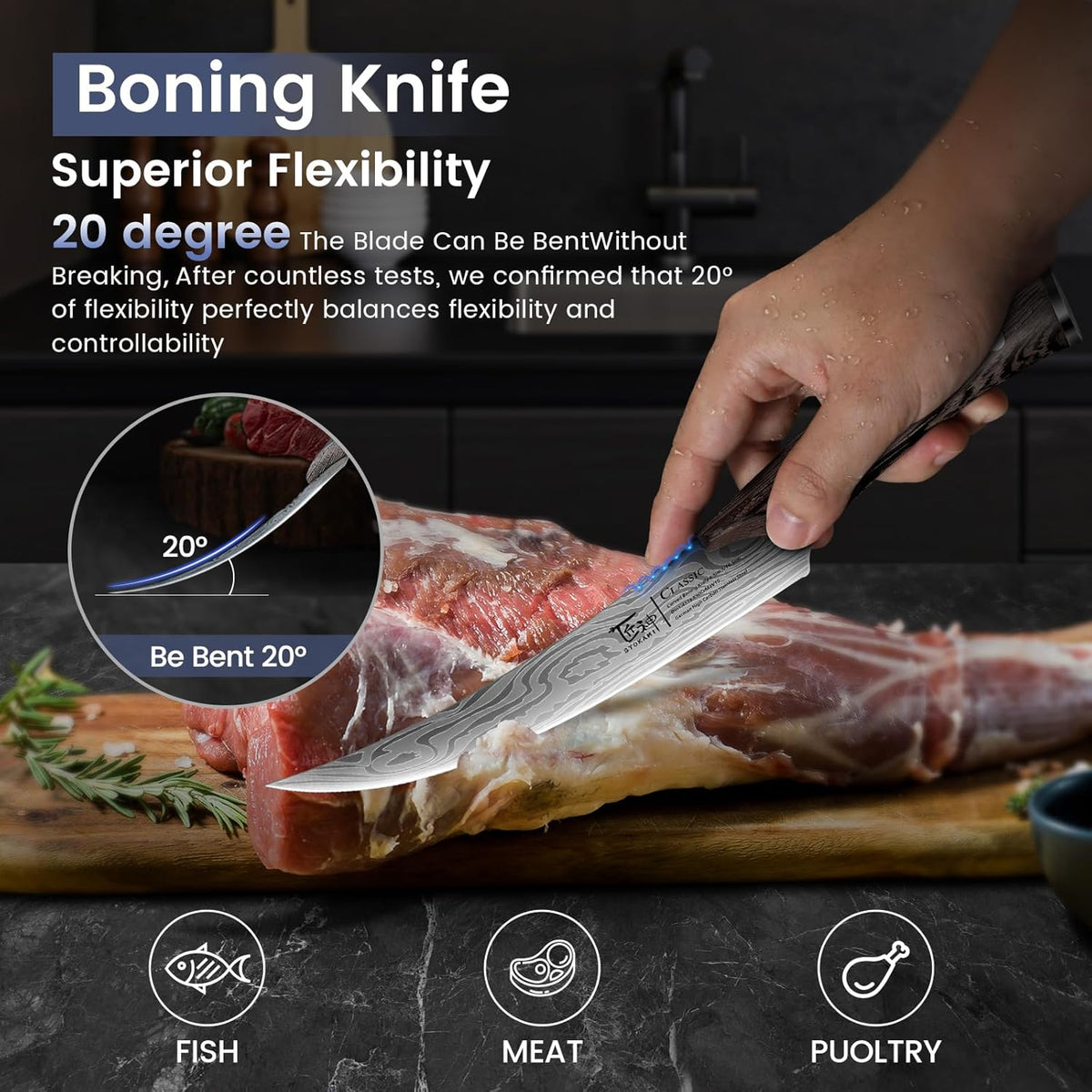 Butcher Knife Set, 3 PCS Kitchen Knife for Meat Cutting, Cleaver, Breaking & Boning Knife, Japanese Style High Carbon Steel Kitchen Knife for Chopping, Slicing, Deboning, House Warming Gifts