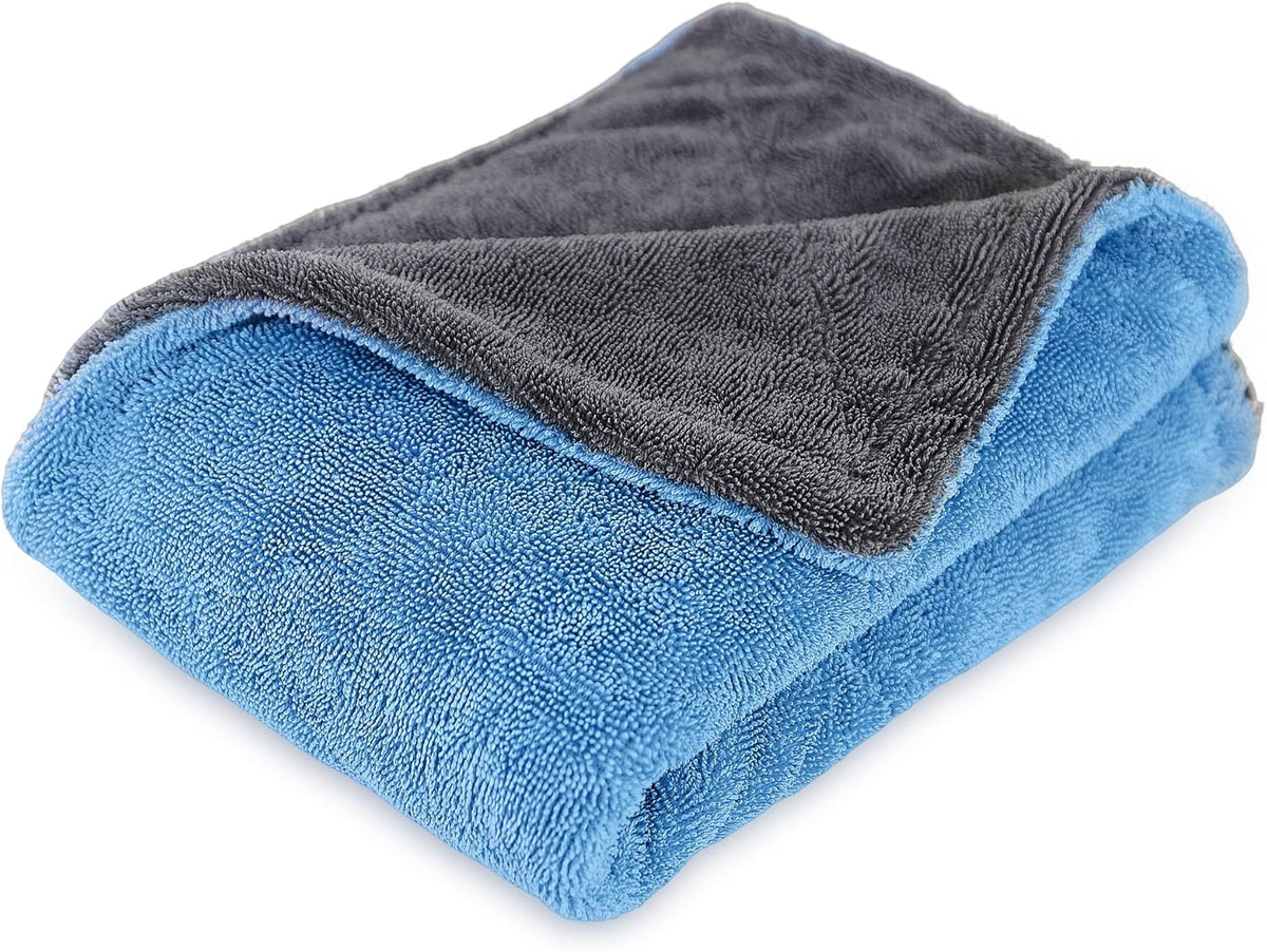 LIVOS Extra Large Car Drying Towel, Twisted Terry Microfiber Towels for Cars, 1000GSM Professional Quick Dry Cleaning Cloth for Car, Scratch-Free, Absorbent Wash Towel, 25" x 36" (Blue&Grey)