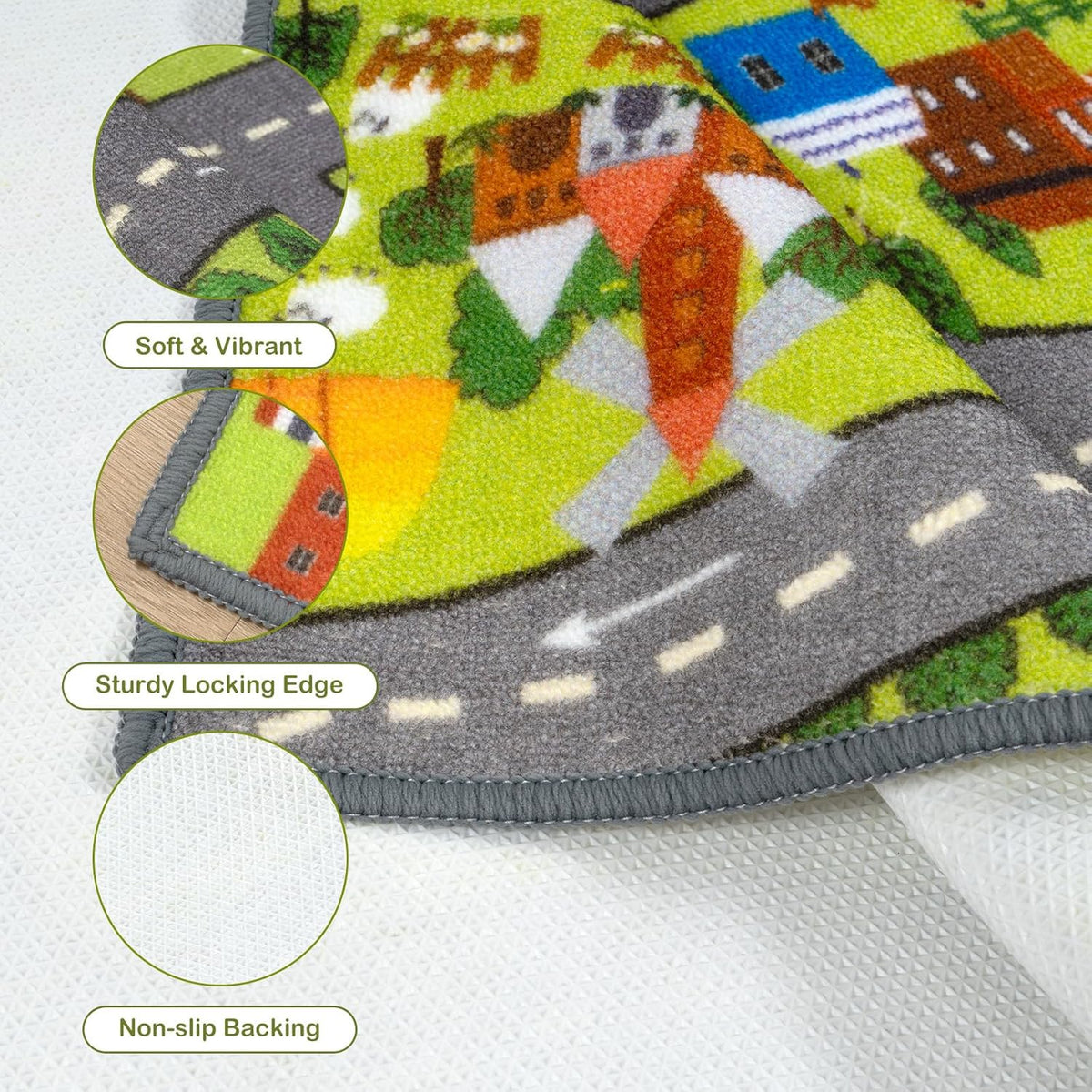 STARUIA Washable Kids Carpet Playmat Rug for Boys Play Room, Baby Fun Learning Car Rug for Kids Toy Cars, Non-Slip City Road Rugs for Kids Room Bedroom Classroom, 79"x39"