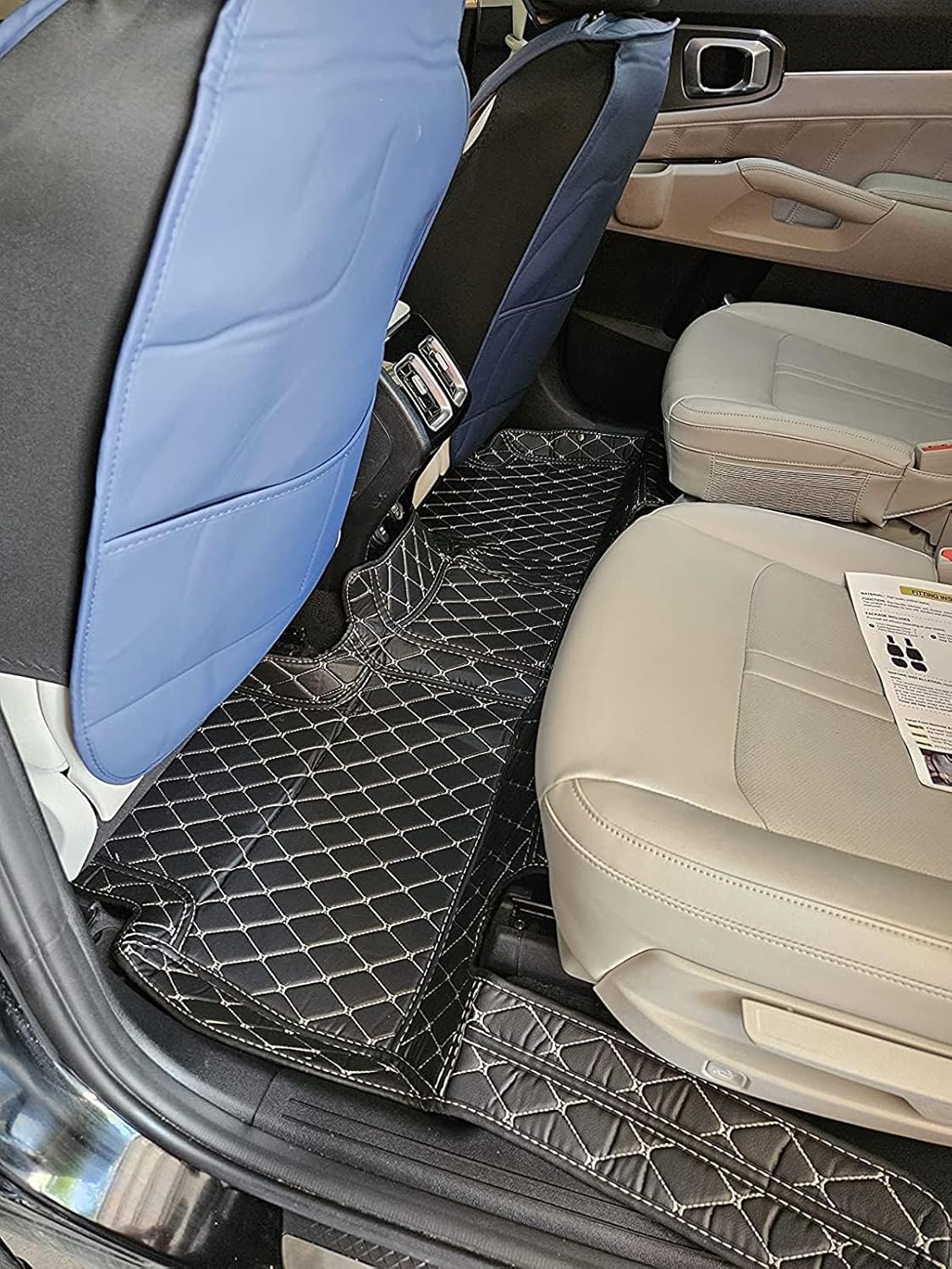 Custom Car Floor Mat Compatible with BMW Mercedes-Benz Toyota Cadillac Lexus Honda Infiniti Nissan Hyundai Kia Audi All Models Cars Sedans SUVs Automotive Mats (Edge Yellow Middle Black Beige)