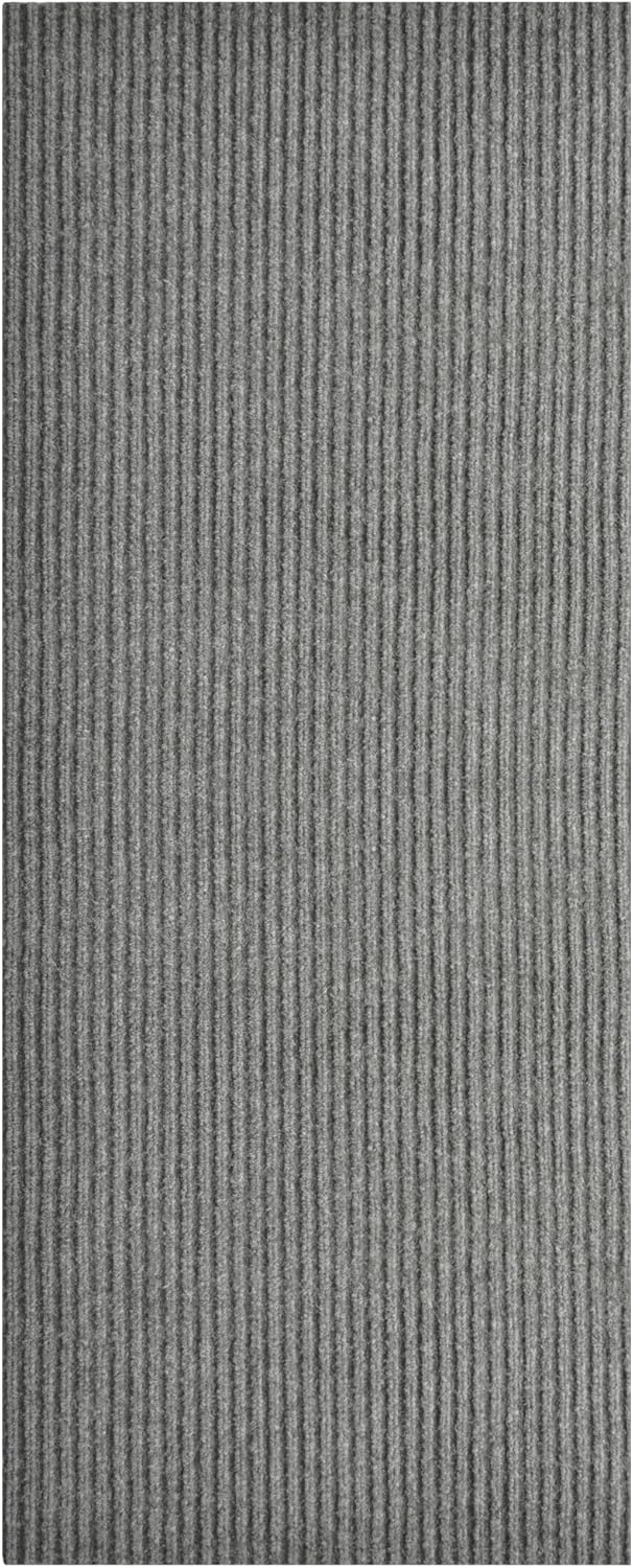 iCustomRug Spartan Weather Warrior Indoor/Outdoor Utility Ribbed Carpet Runner with Non-Slip Thermoplastic Rubber Backing, 3ft X 62ft in Grey