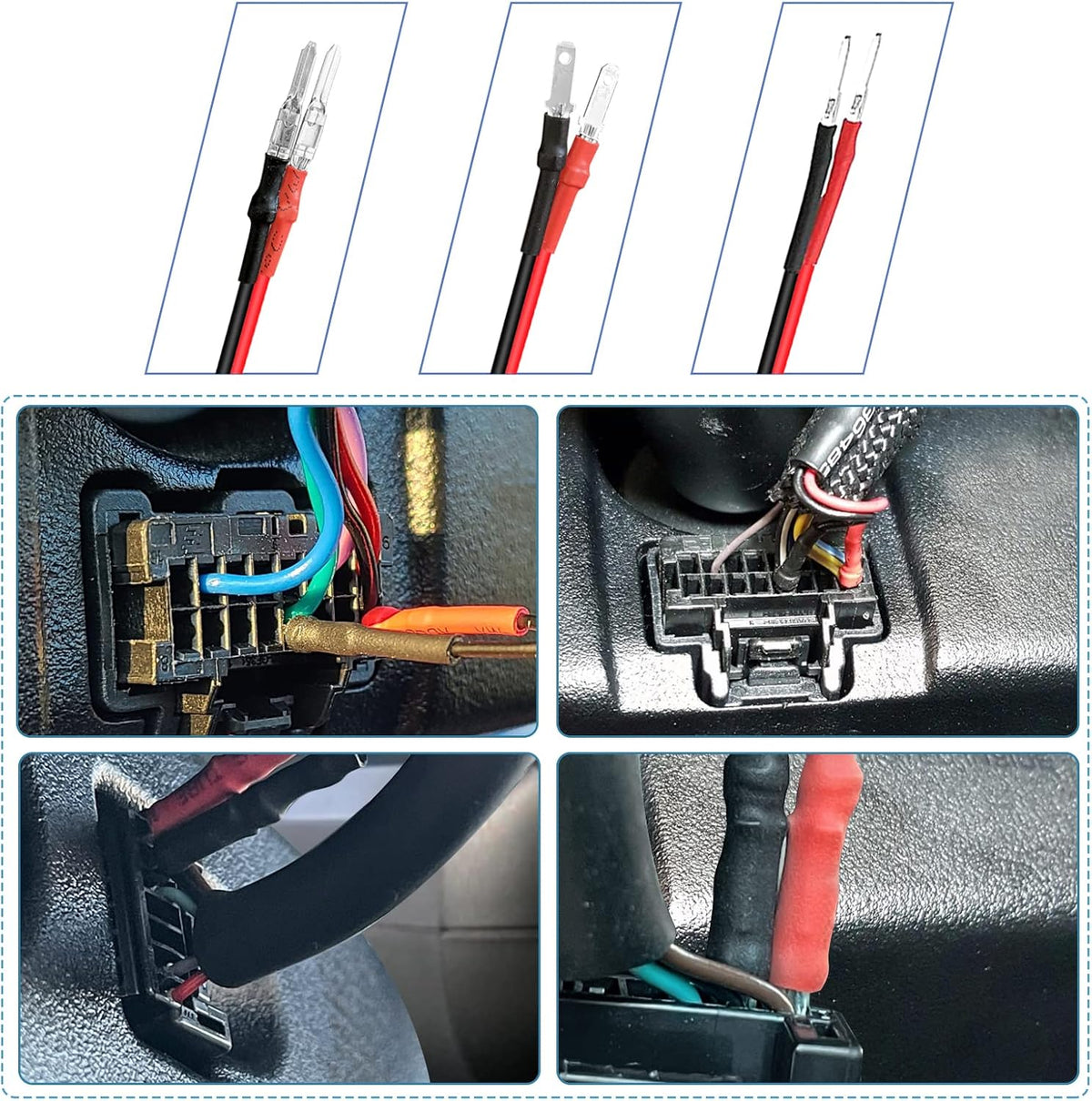 Radar Detector Hardwire Power Cord,Rearview Mirror Plug Cable,with Inline Fuse Holder,Suitable for Escort Beltronics Valentine One Cobra Whistler Radar Detector,3-Piece Set,9.8'' (RJ11)