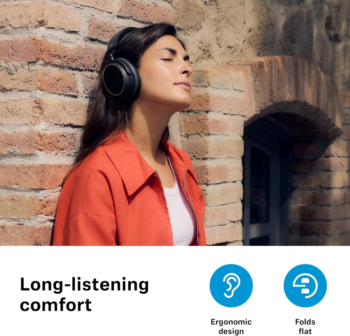 Sennheiser ACCENTUM Wireless Bluetooth Headphones - 50-Hour Battery Life, Audio, Hybrid Noise Cancelling (ANC), All-Day Comfort and Clear Voice Pick-up for Calls, Black/Copper