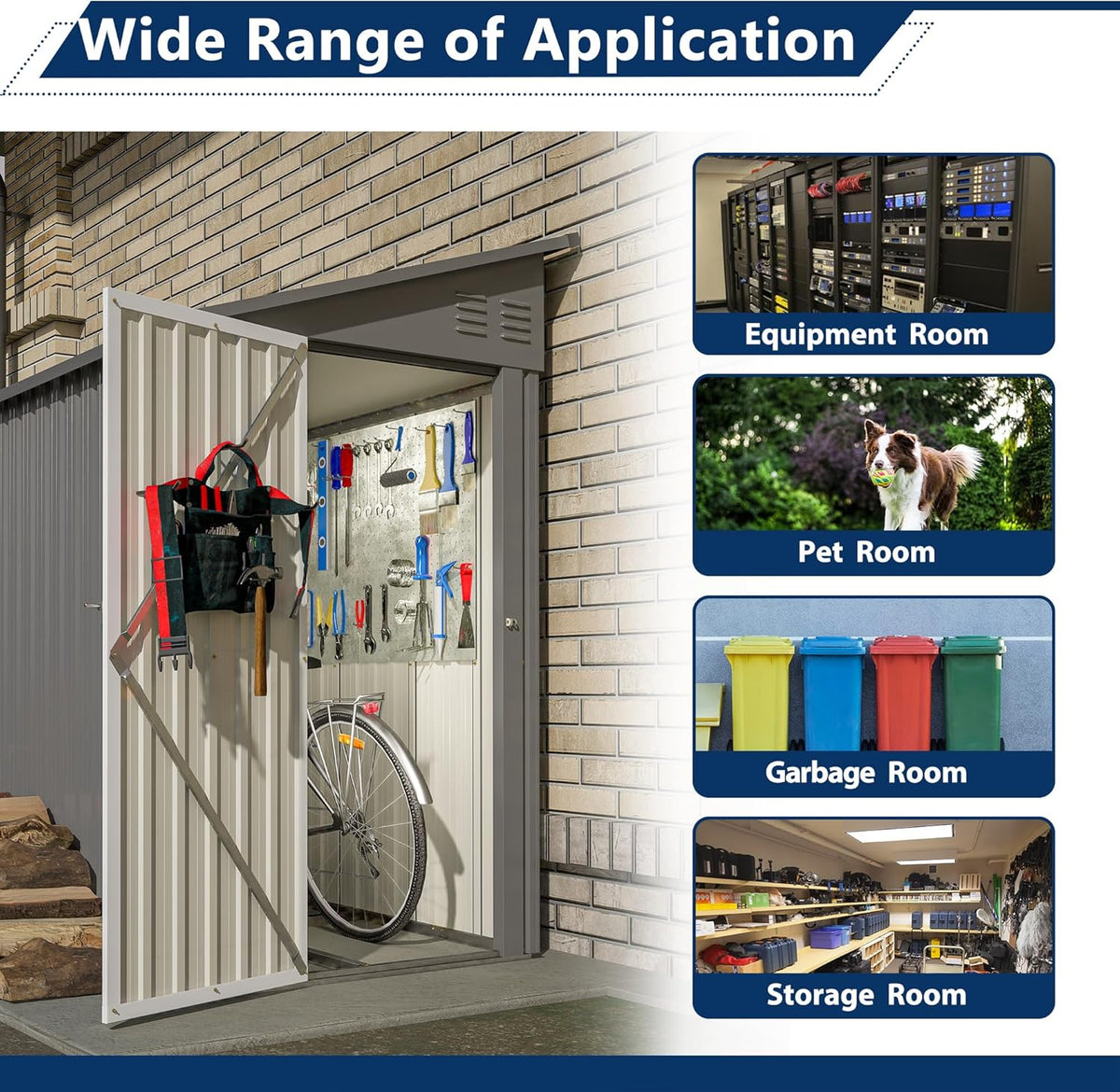 Shed Lean to Storage Shed, Outdoor 4' x 8' Metal Wall Side Storage Sheds & Outdoor Storage, Garden Storage Cabinet for Backayrd, Patio and Outdoor Use,Grey