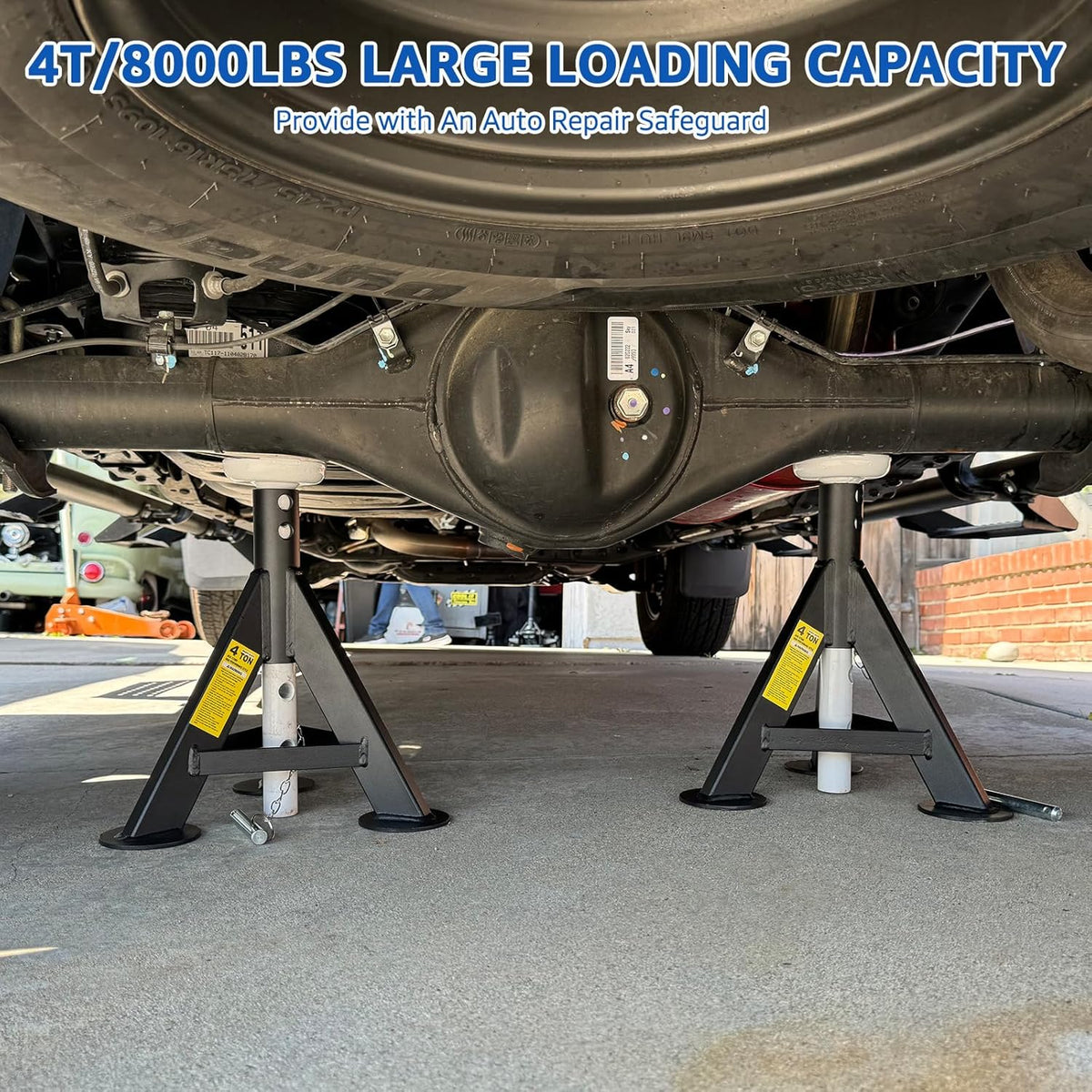 HKTE 4 Ton Heavy Duty Jack Stands, Security Locking Pins, 8,000 lbs Capacity, 2pack