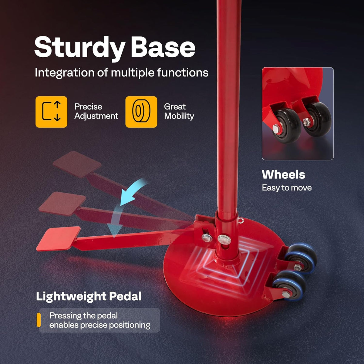 SPECSTAR Movable Underhoist Support Stand with Foot Pedal, 3/4 Ton 1650Lbs Capacity Jack Stand Lifting from 52 to 76 Inch with Replaceable Saddle and Steel Base