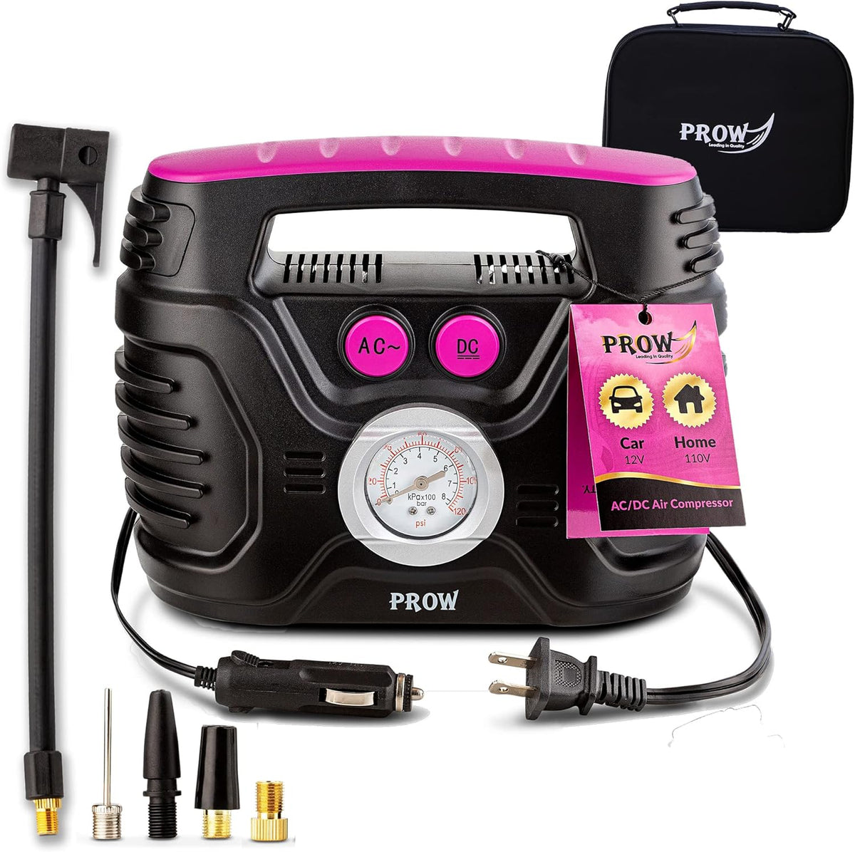 electric air compressor portable tire inflator with analog Pressure Gauge air pump for car tires 12V 110V tire pump for car bike balls & more Easy to use ideal for cool women and adults