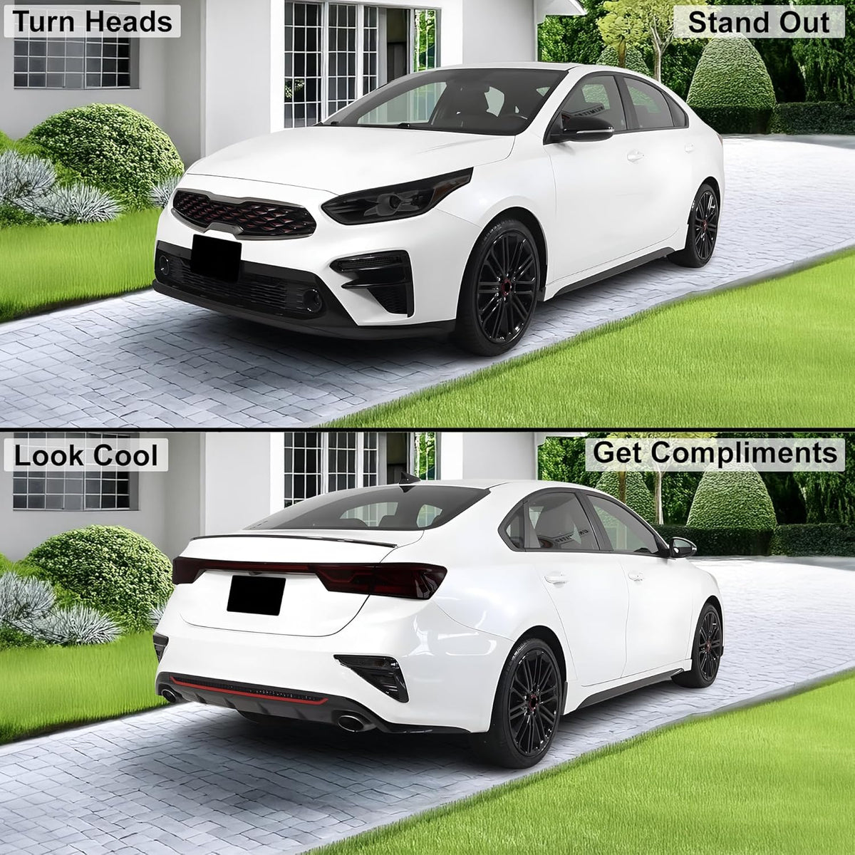 BOGAR TECH DESIGNS Full Headlight Taillight Reflector Sidemarker Tail Light Tint Kit Compatible with Kia Forte 2019-2021, Dark Smoke