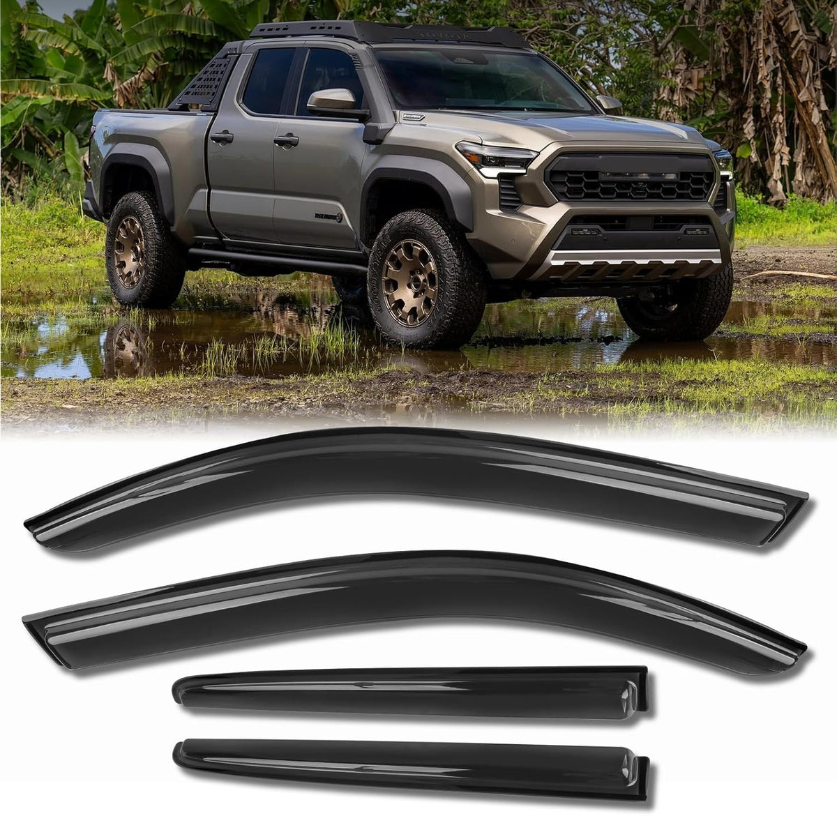 Rain Guards for Car Windows, Tape-On Window Visors Rain Guards Fit for 2016-2023 Toyota Tacoma, Window Deflectors, Vent Visors for Toyota Car Accessories, 4 Pieces