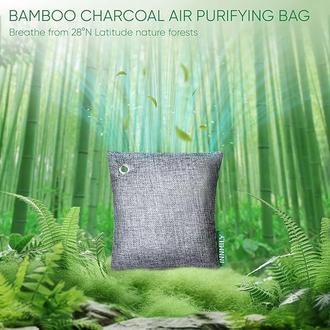 Activated Charcoal Odor Absorber,Large 500g W Hooks Nature Odor Eliminator for Strong Odor,Bamboo Charcoal Air Purifying Bags,Moisture Absorbers for Fresh Home Car Closet Pet,Smoke Smell Deodorizer