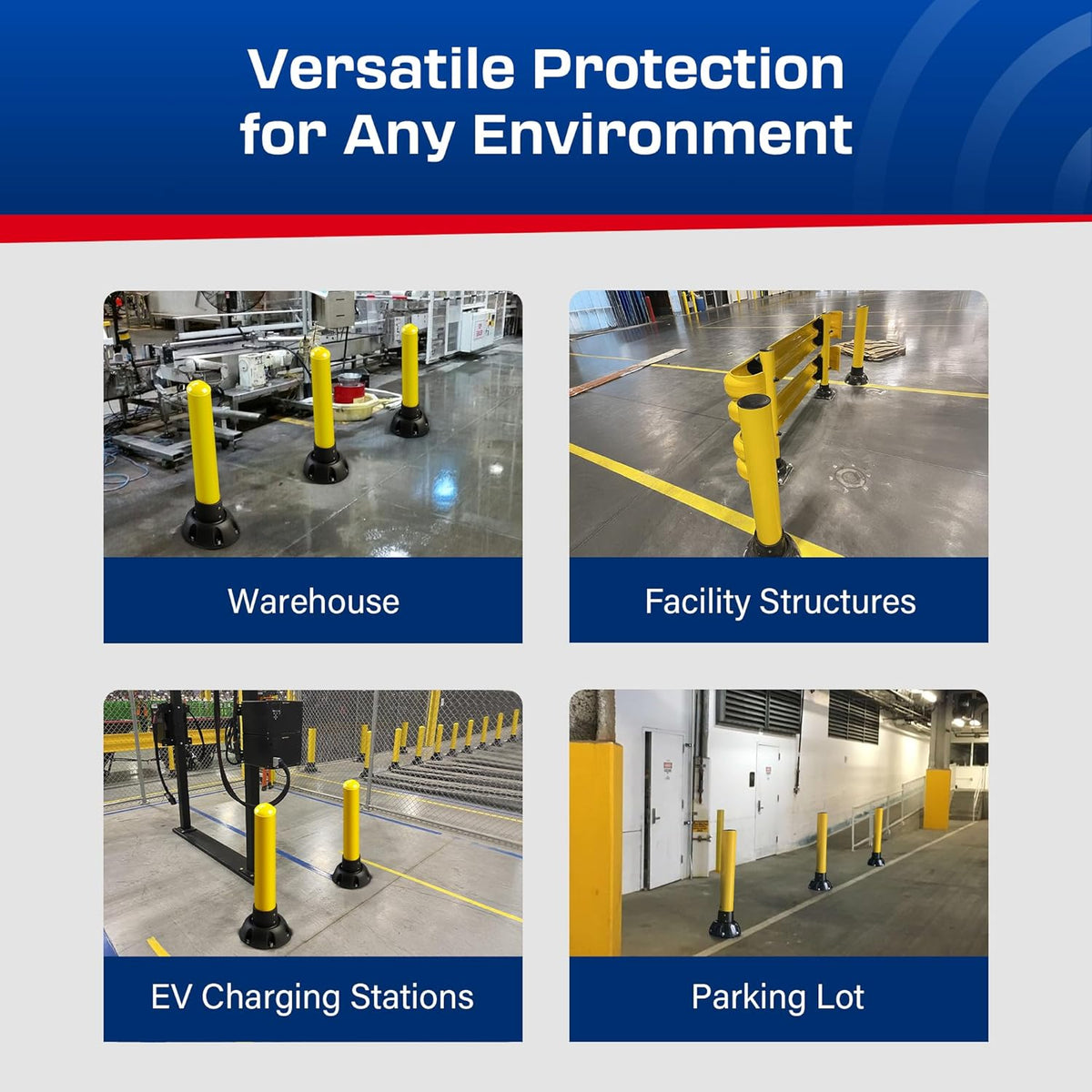 Impact Recovery - SlowStop Steel Rebounding Bollard - Metal Post - Safety Bollard - Made in the USA - 5" x 42"