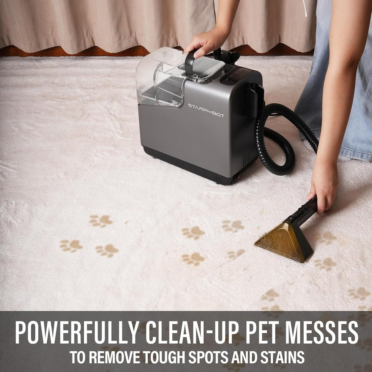Portable Carpet Cleaner Machine with Steam and Heating Techology,15Kpa Powerful Suction with Versatile Tools for Pets, Couch, Car,Self-Cleaning, Compact Spot Cleaner for Stairs/Furniture/Rug