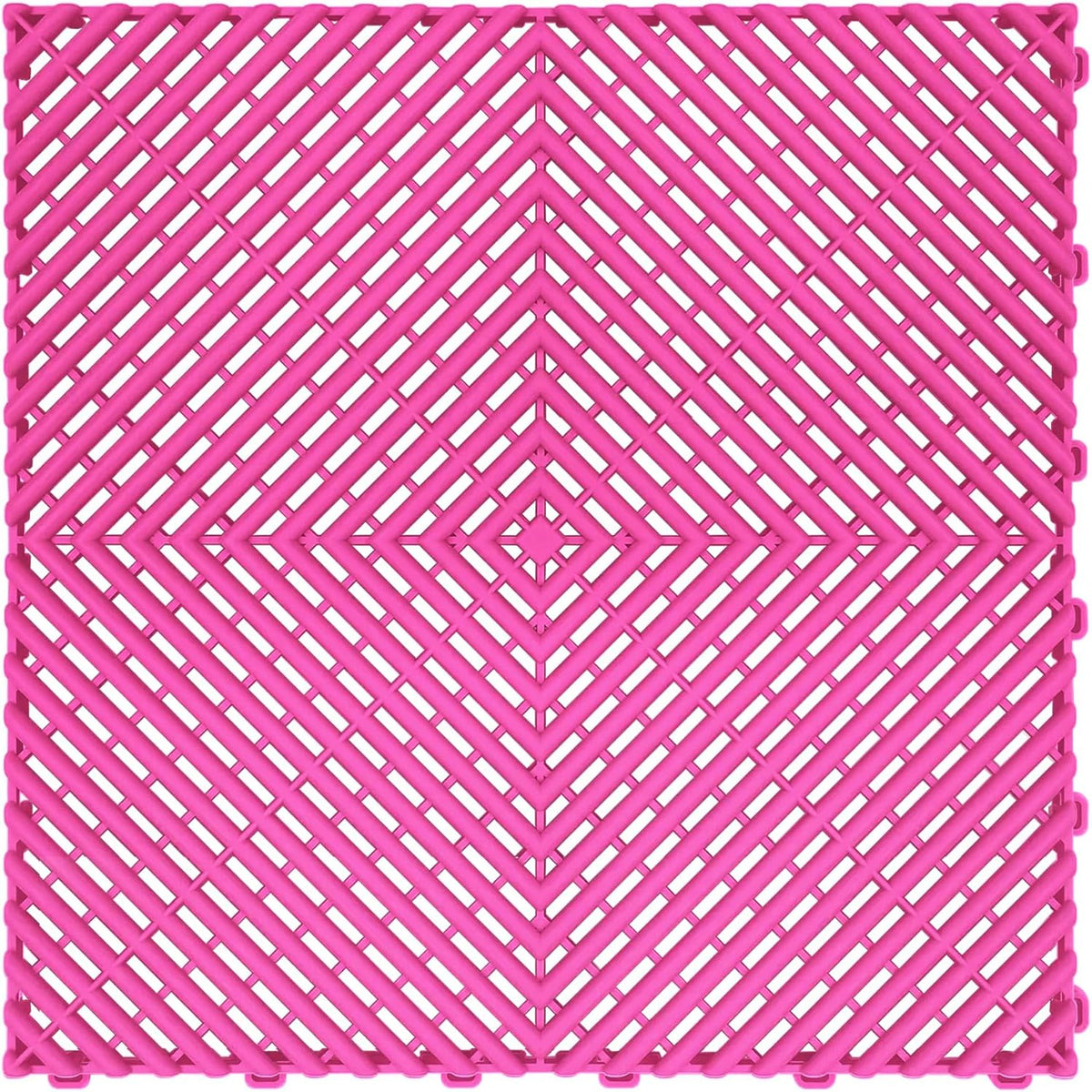 15.7"x15.7" Garage Flooring Tiles, Non-Slip Interlocking Plastic Garage Floor Mat, Garage Organization & Garage Storage, Vented Pattern (Carnival Pink, 25PCS)