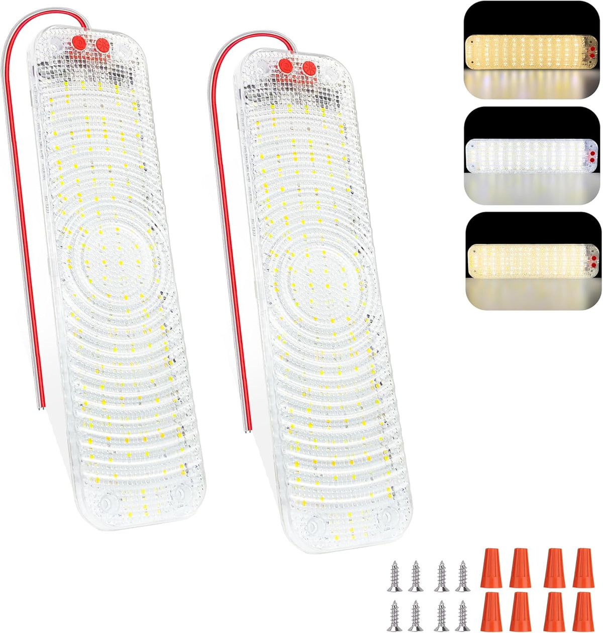 150LED 12V-30V RV Lights Interior, 12 Volt LED Lights with 3 Colors&Dimmable Brightness, Ultra Bright Ceiling Dome Light Fixture Interior for Van, Car, Camper, RV, Boat, Trailer(2700-6000K)