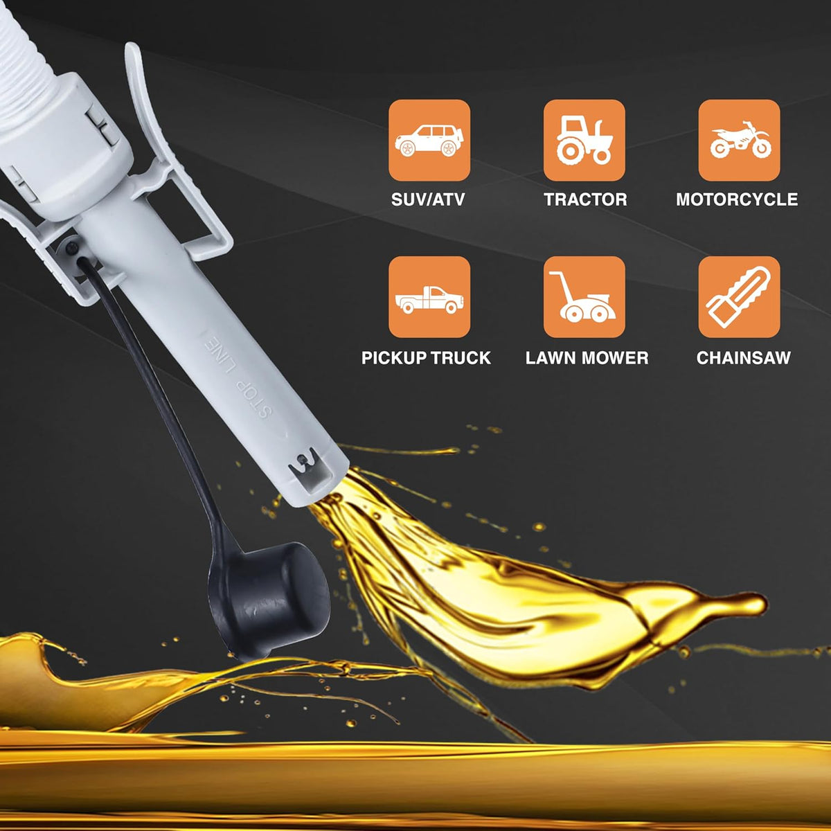 Battery Powered Stick Fuel Transfer Pump, 3.2 GPM, 51 Inch Transfer Length, Self-Hooking, For Transferring Gasoline, Kerosene, Diesel, and Non-Potable Water, Battery Powered Sump Pumps