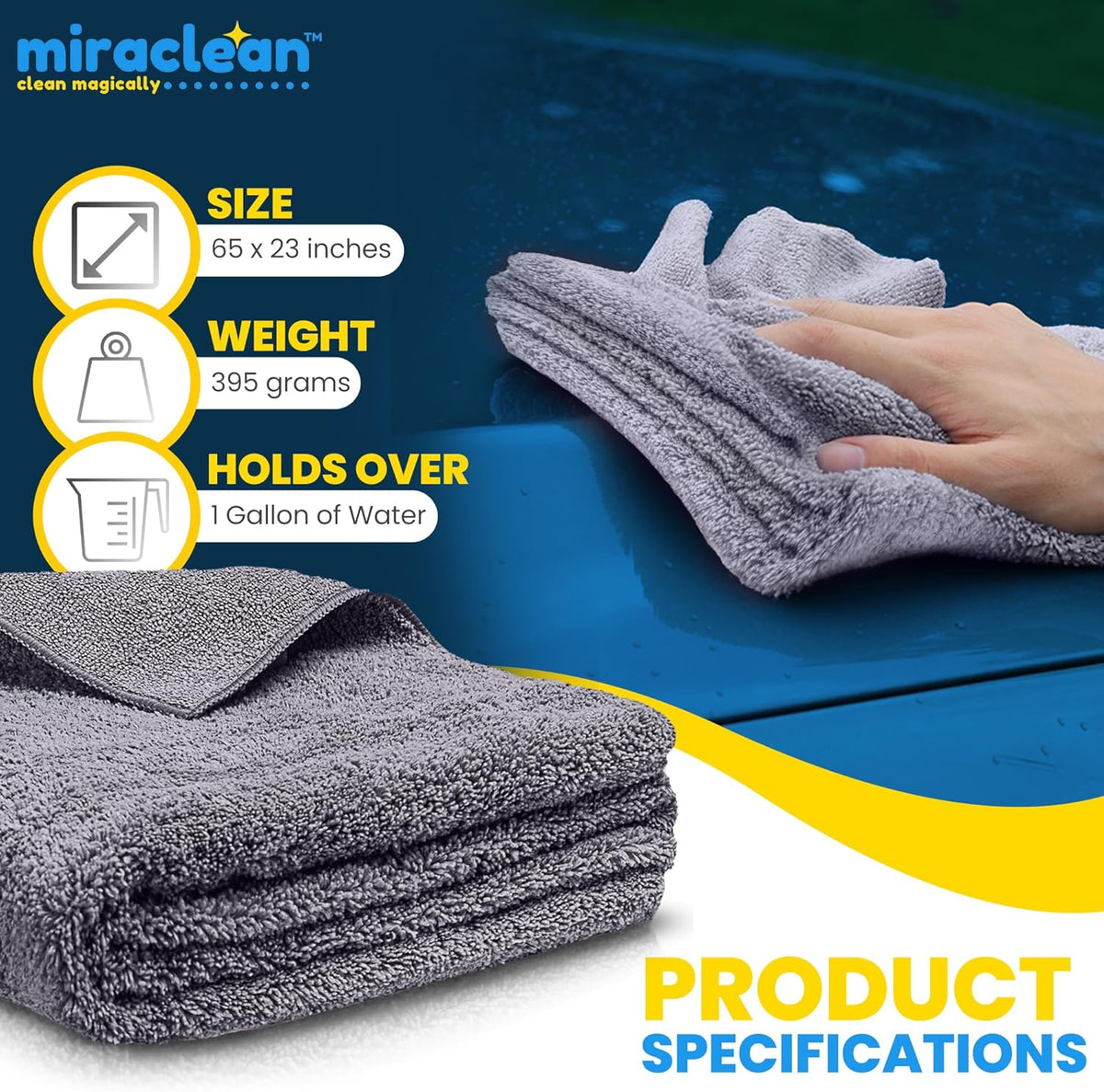 Car Drying Towels Extra Large Super Absorbent 65 x 23 Inch Microfiber Car Drying Towel Streak-Free Lint-Free Absorbent Car Wash Towels for Quick Drying Cars, Boats and Large Surfaces