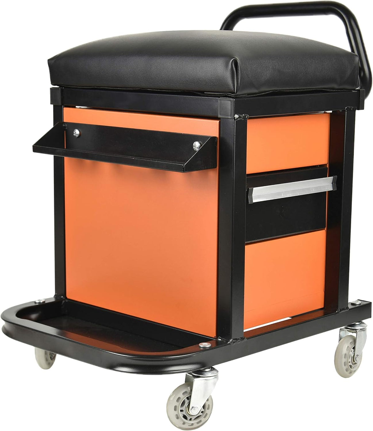 Eisen Rolling Tool Box with Seat, Mechanics Seat with Storage Drawers and 2-1/2" Swivel Casters, 300 lb. Capacity