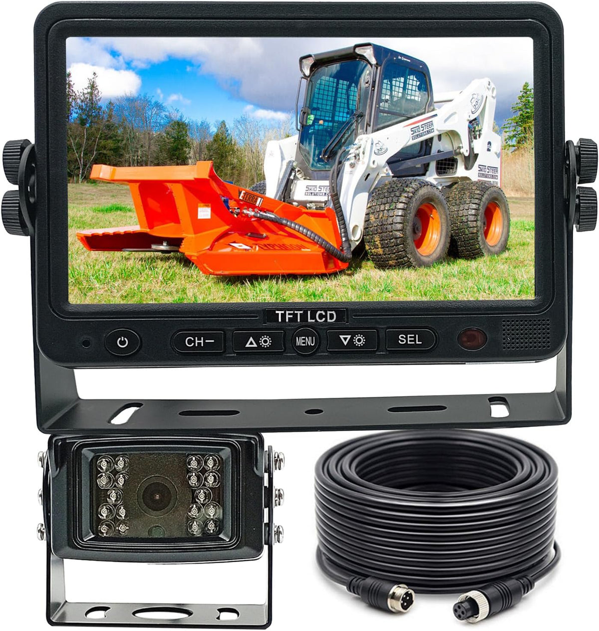 AHD 720P, Super Clear, 7" Wired Monitor Rear View Backup Camera System for Farm Tractor, Truck, RV, Forklift, Heavy Equipment, EXCAVTORS, Skid Steer