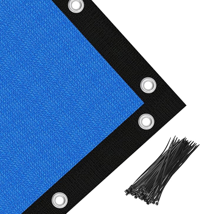 Amagenix 90% Pergola Shade Cover 9' X 24' Sun Shade Cloth with Grommets for Outdoor Garden Patio Porch, Commercial Grade 200 GSM - Cable Zip Ties Included (We Customized) GN108, Blue