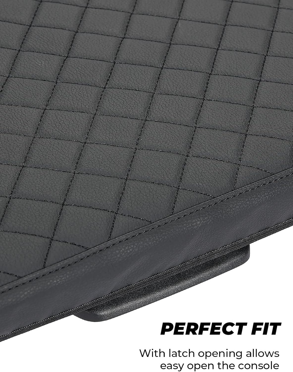 ISSYAUTO Center Console Cover Compatible with 2019-2024 Ram 1500 New Model Jump Seat Console, Armrest lid Cover Leather Arm Rest Covering for Car, Durable Middle Console Cover Armrest Box