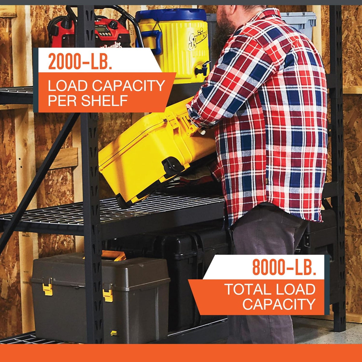 Ironton 4-Tier Industrial Steel Shelving Unit, 8,000-Pound Load Capacity, Garage Storage Rack, 77" W x 24" D x 72" H