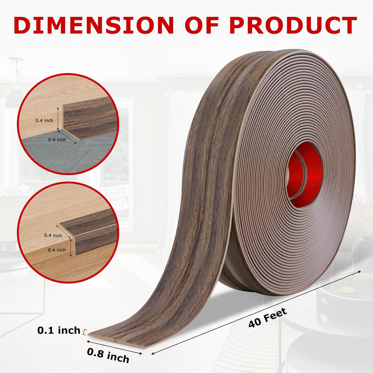 Flexible Wall Corner Protector Moulding Trim Peel and Stick Wall Corner Guards Edge Protector Self Adhesive Molding Trim Strip for Edge Ceiling (Smoked Brown Wood Grain, 0.8 in x 40 Ft)